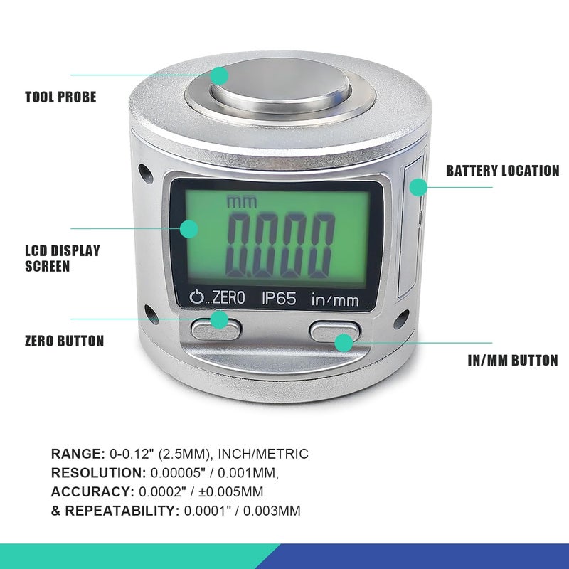 RATTMMOTOR Digital Height Pre-Setter, IP65 Digital CNC Magnetic Z-Axis Zero Tool Setter LCD Display CNC Machining Z Axis Pre Setting Device Positioning Tool for CNC Lathe Milling Machine - Image 4